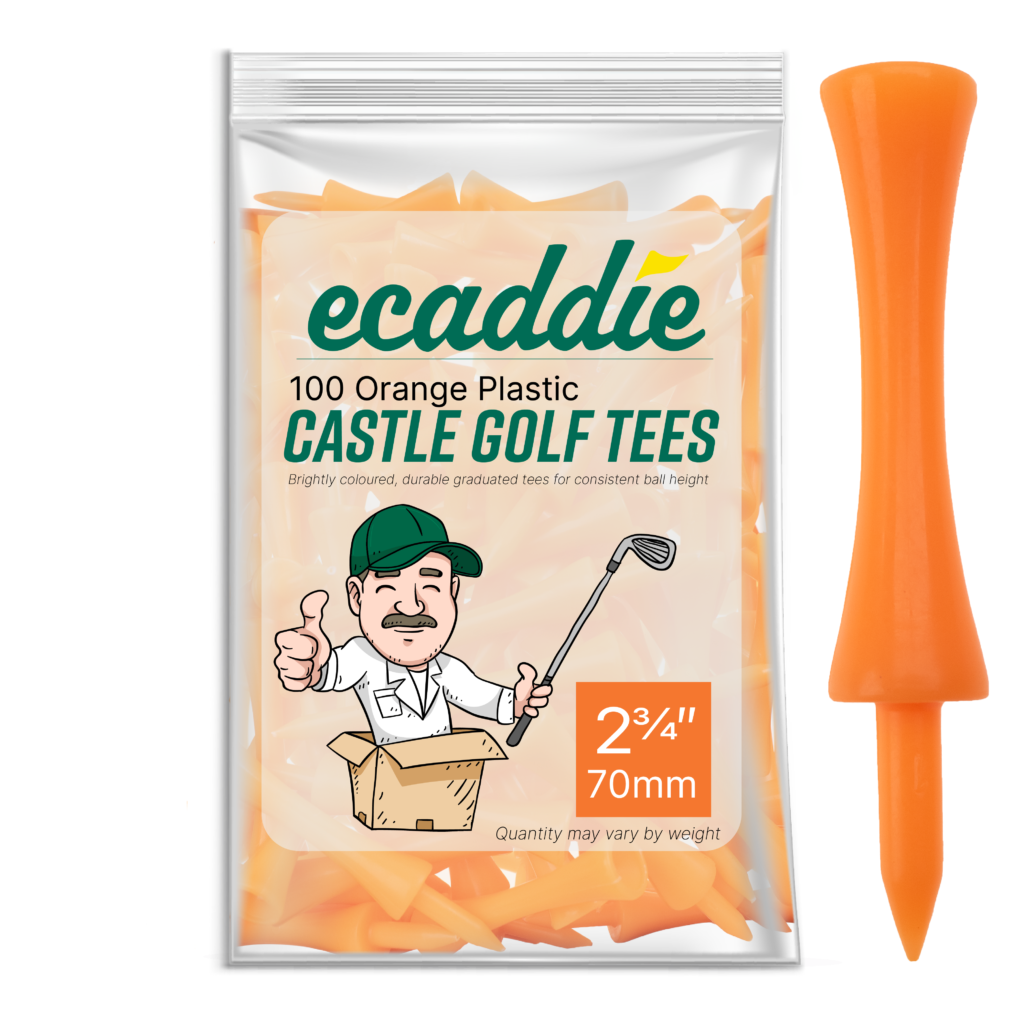 Ecaddie Orange Plastic Castle Tees 70mm (100 Pack)