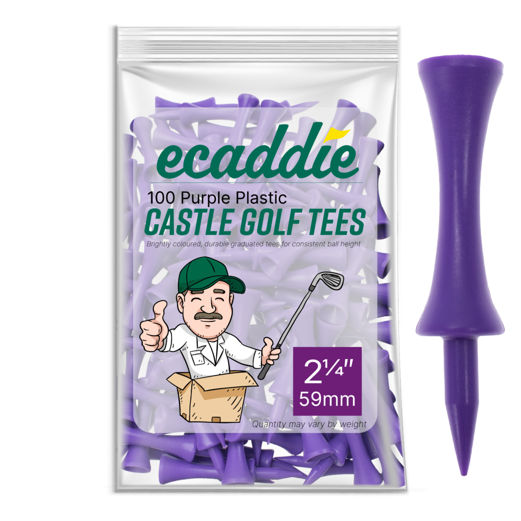 Purple Golf Tees Ecaddie Plastic Castle Tees 59mm (100 Pack)