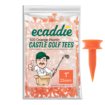 Orange Golf Tees Ecaddie Plastic Castle Tees 25mm (100 Pack)