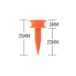 Orange Golf Tees Ecaddie Plastic Castle Tees 25mm (100 Pack)