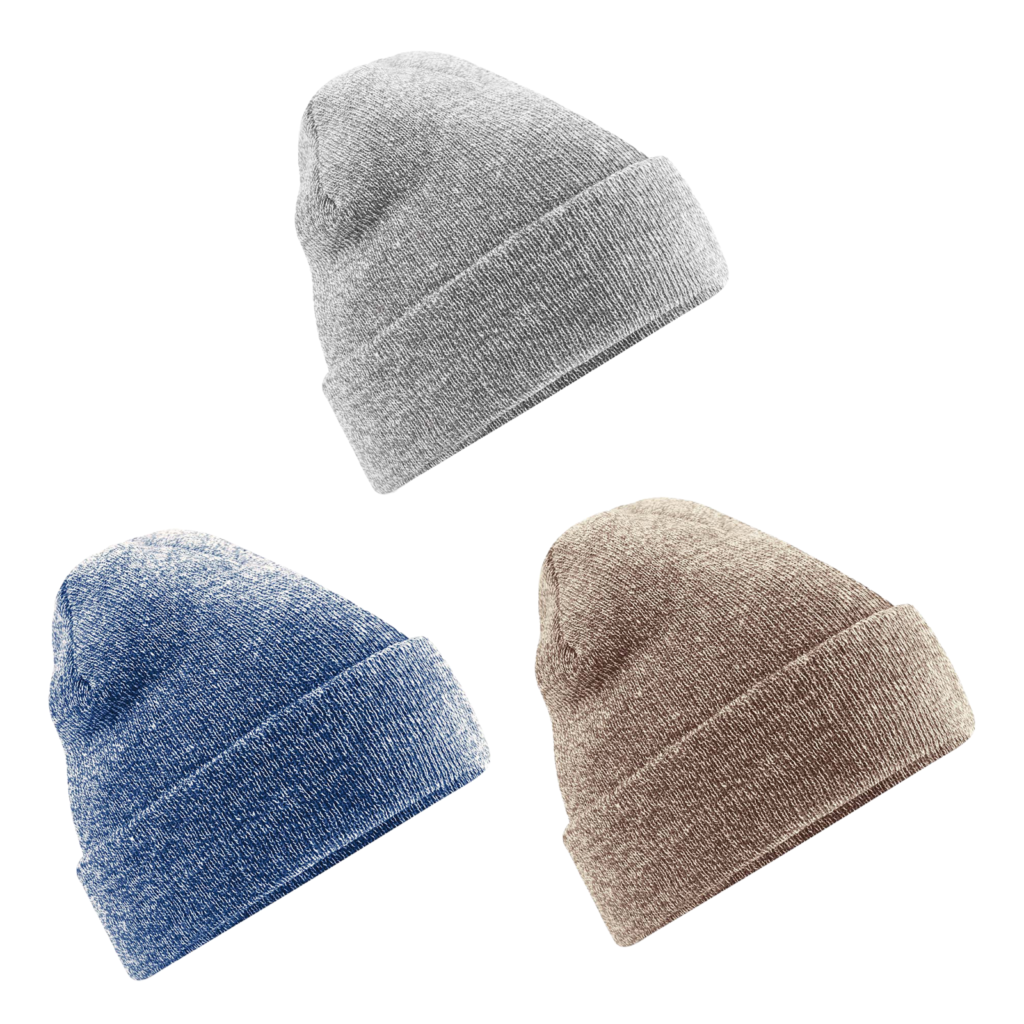 Original Golf Cuffed Beanie Cap / Sports Beanie – Grey, Blue & Oatmeal