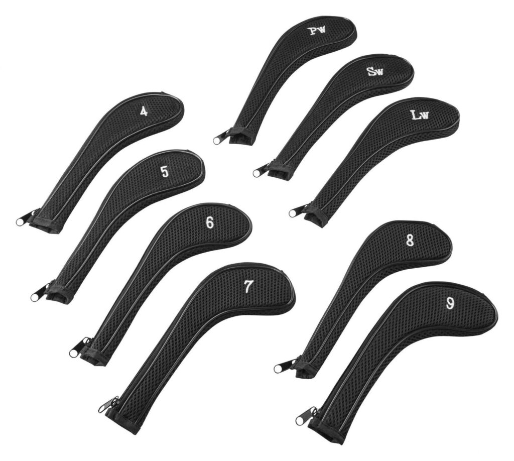 Deluxe Graphite Black Iron Covers / 4-9+PW+SW+LW / Full Length Zip – 9 Covers