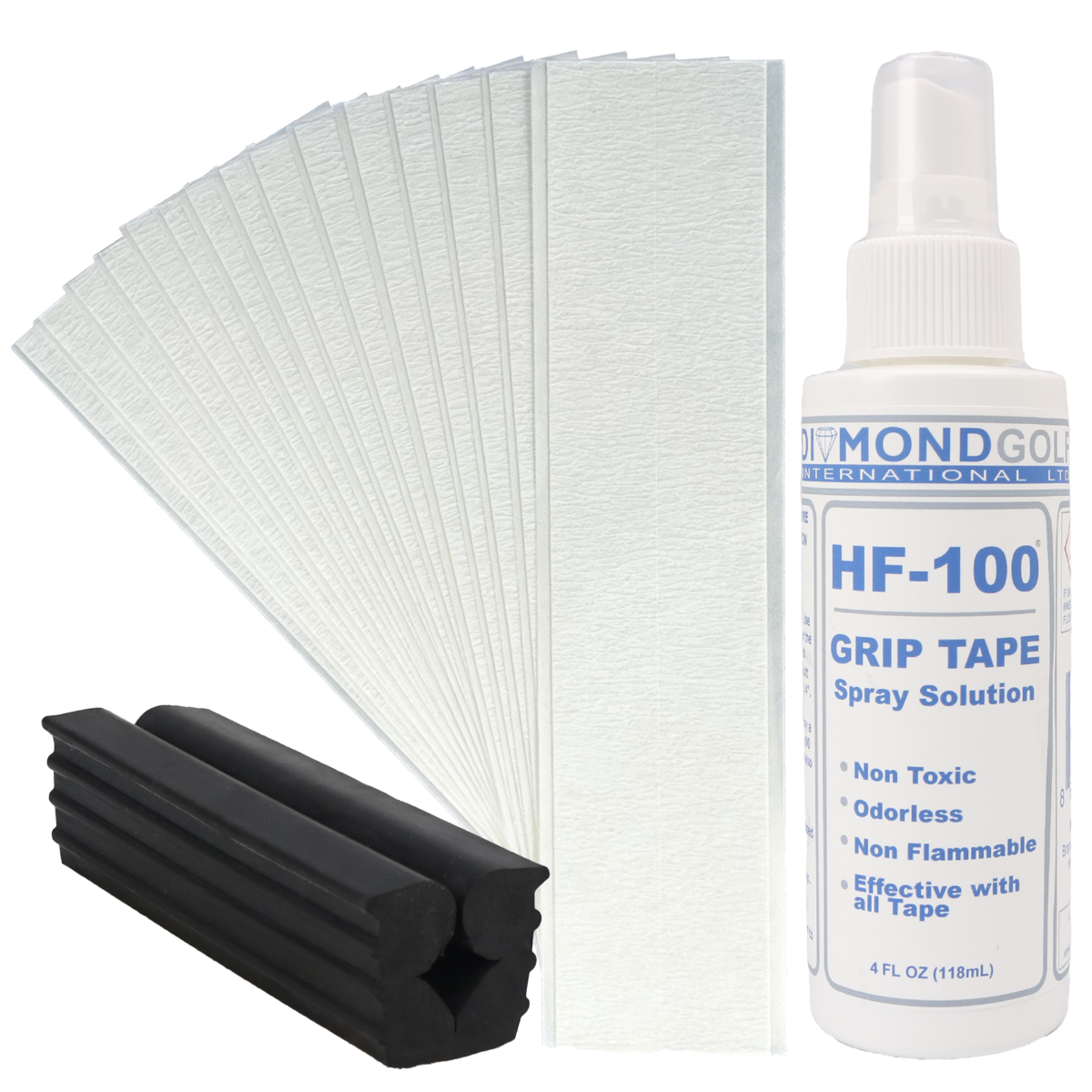 Ecaddie Golf Grip Regripping Kit - Includes 1 x Rubber Clamp, 4OZ Grip Solvent & 15 x Grip Tape Strips - Easily Regrip Your Golf Clubs