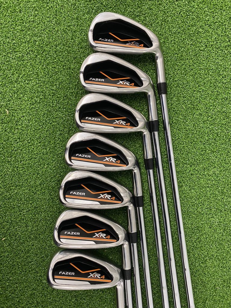 Used Fazer XR4 Irons 5-PW+SW – 0.5″ longer than standard length, Regular Flex Steel Shafts